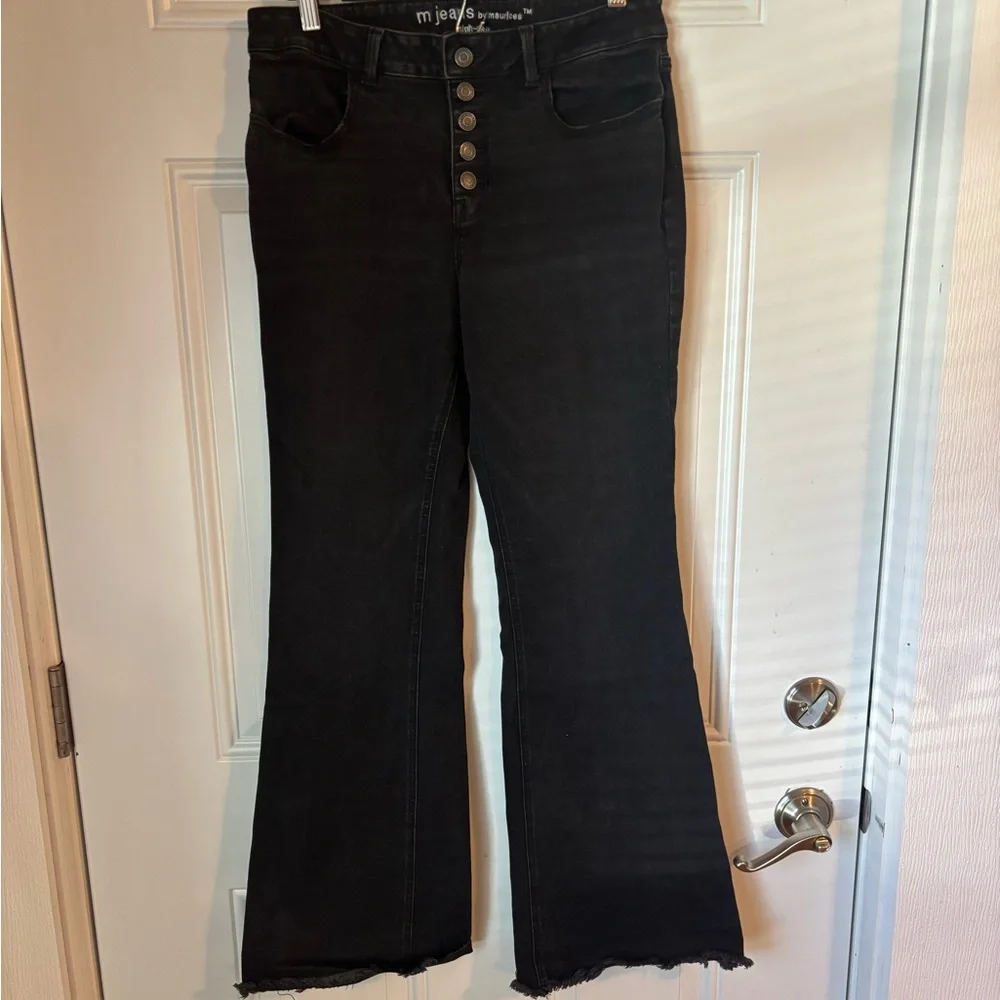 Maurices Black High-Rise Flare Jeans with Button-Fly - Picture 2 of 6